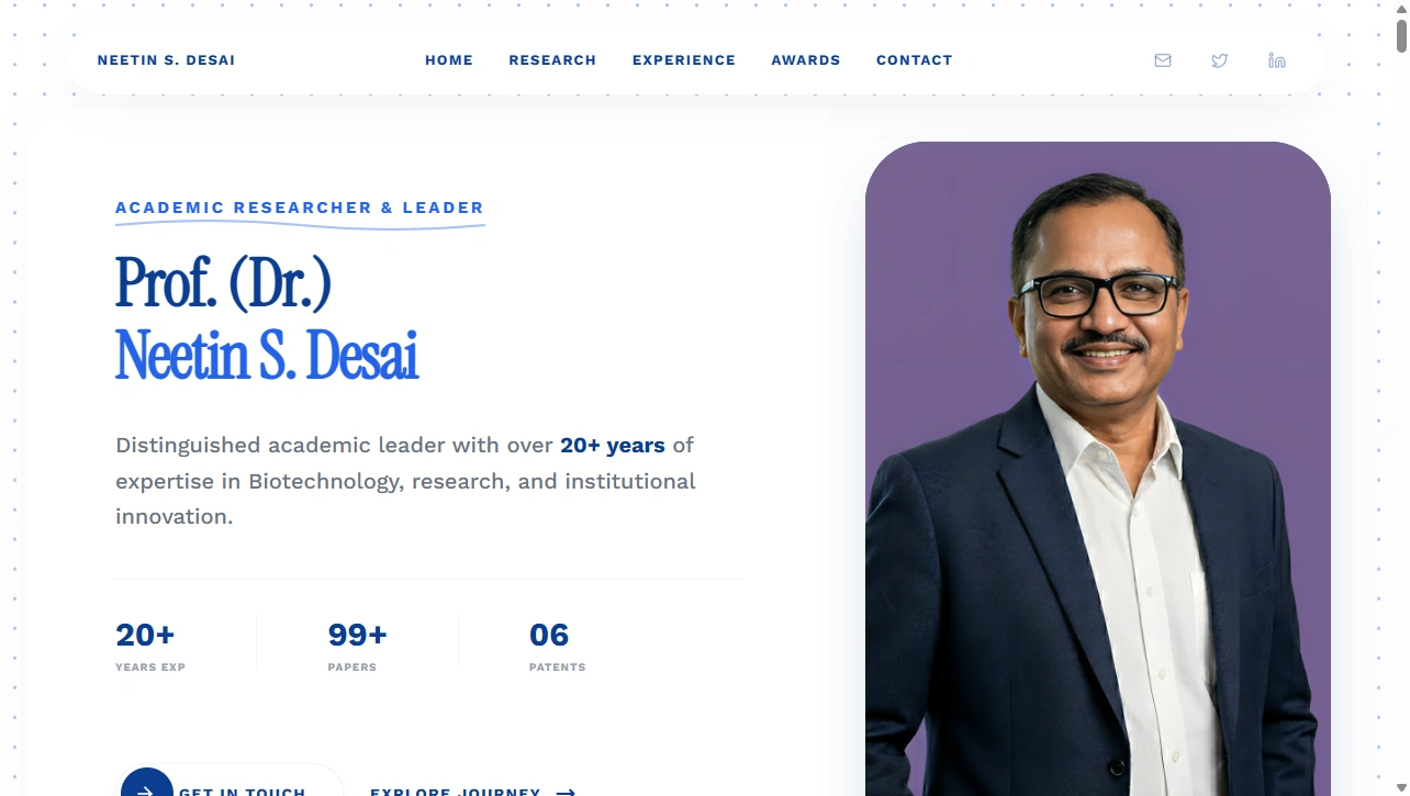Prof. (Dr.) Neetin S. Desai Academic & Biotech Portfolio